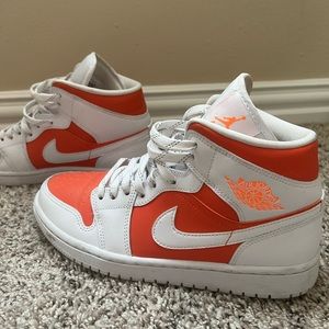 Orange Jordan 1 Mids womens